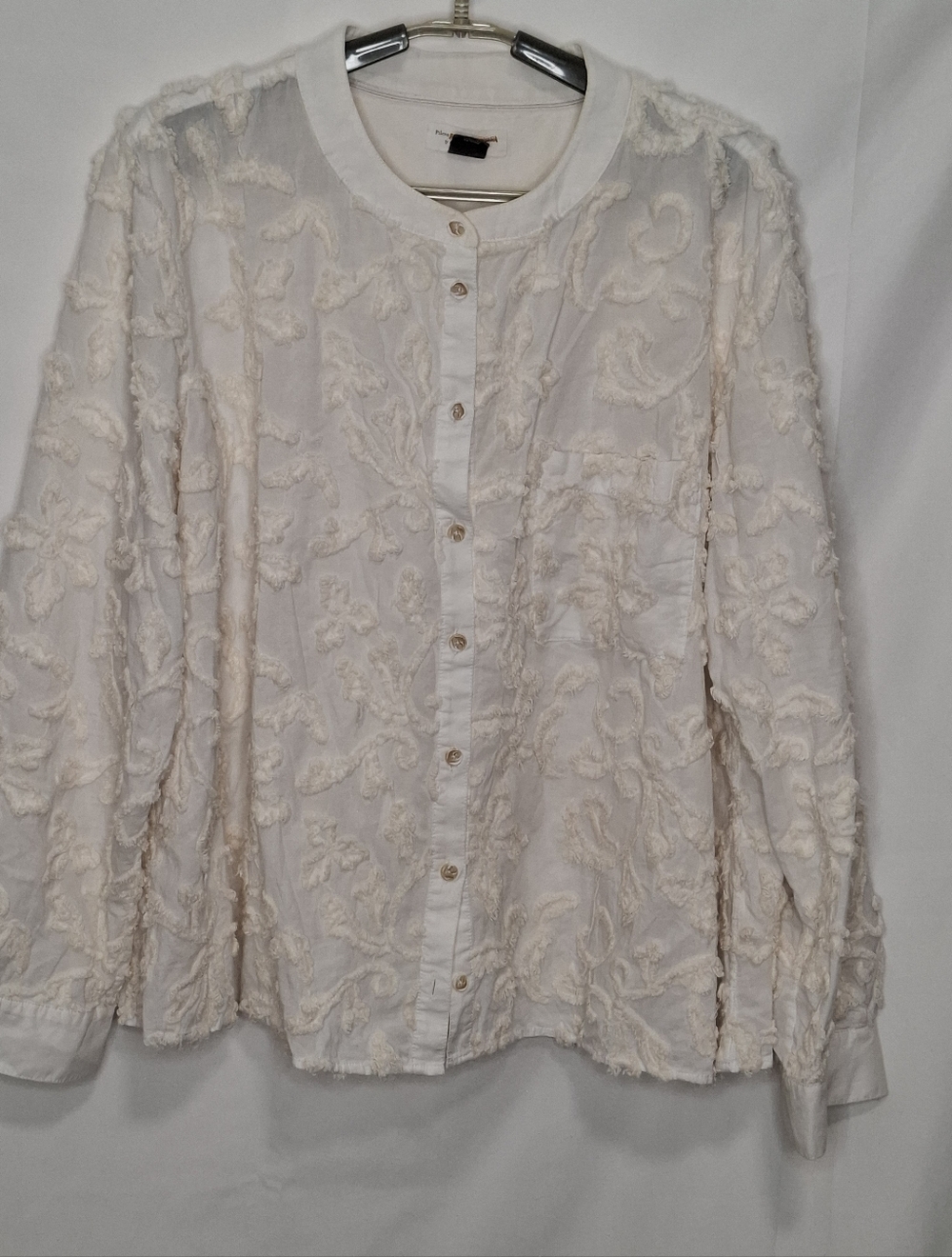 Anthropologie Pilcro Chenille Long Sleeve Butron Front Top Size Large